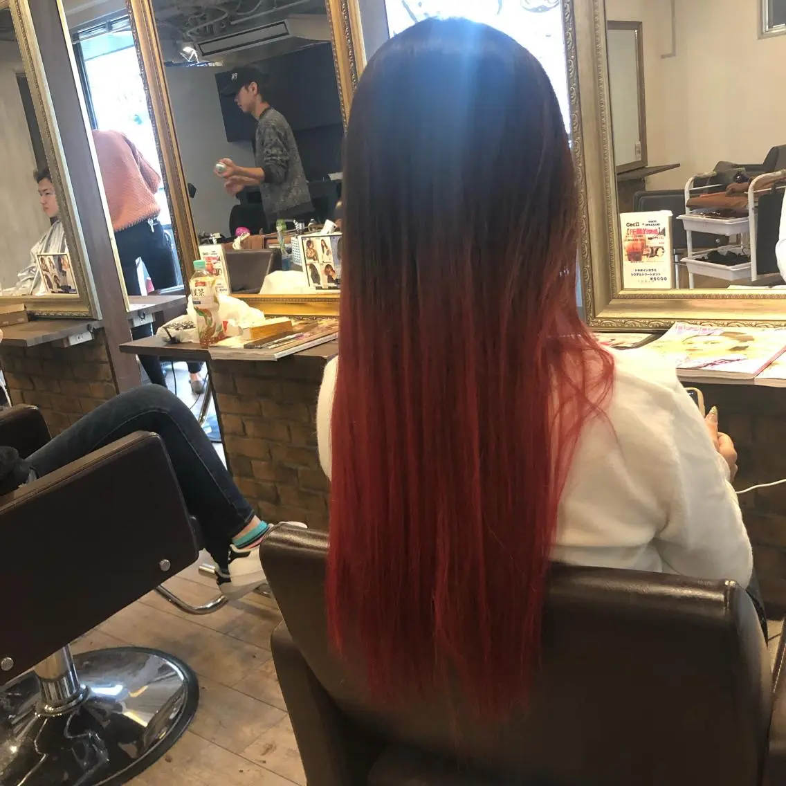 ロング カラー グラデーションカラー レッドカラー 店長 RYOJIのヘアスタイル