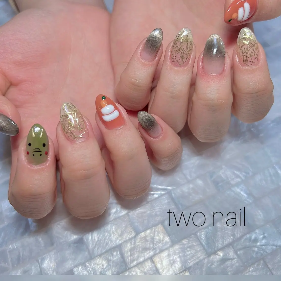 ネイル アートネイル ネイルチップ ホワイト ハンドネイル two nailのネイルデザイン