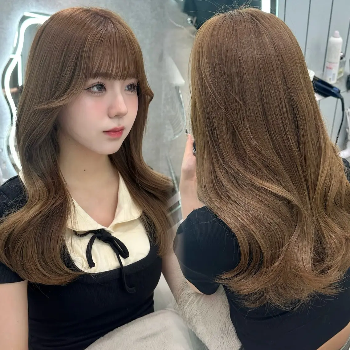 ミディアム ブリーチなしW🎀 髪質改善/はのんのヘアスタイル