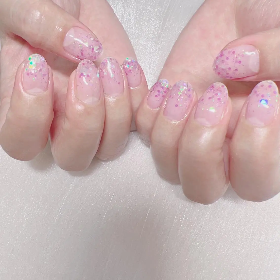 ネイル オーロラネイル フットネイル フレンチネイル ジェルネイル 韓国ネイル ハンドネイル ハンドケア 【ENサロン】 Rei💜Nailのネイルデザイン