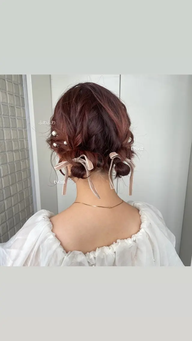 ヘアアレンジ ヘアセット 銀座：似合わせカラー オリーブ🫒アレンジのヘアスタイル