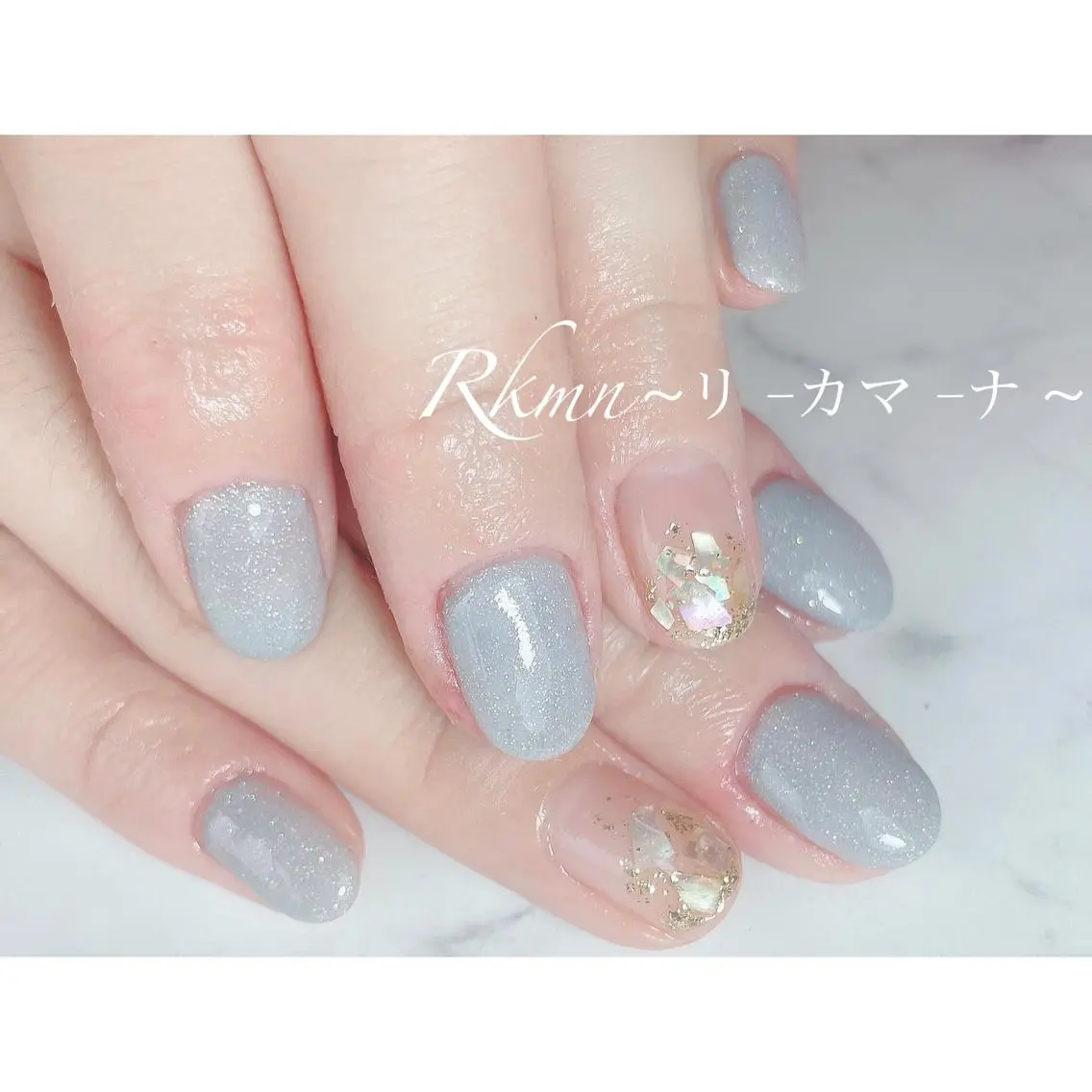 ネイル アートネイル ブルー フレンチネイル ジェルネイル グラデーション ハンドネイル フットネイル ハンドケア Rkmn ~リ-カマ-ナ~のネイルデザイン