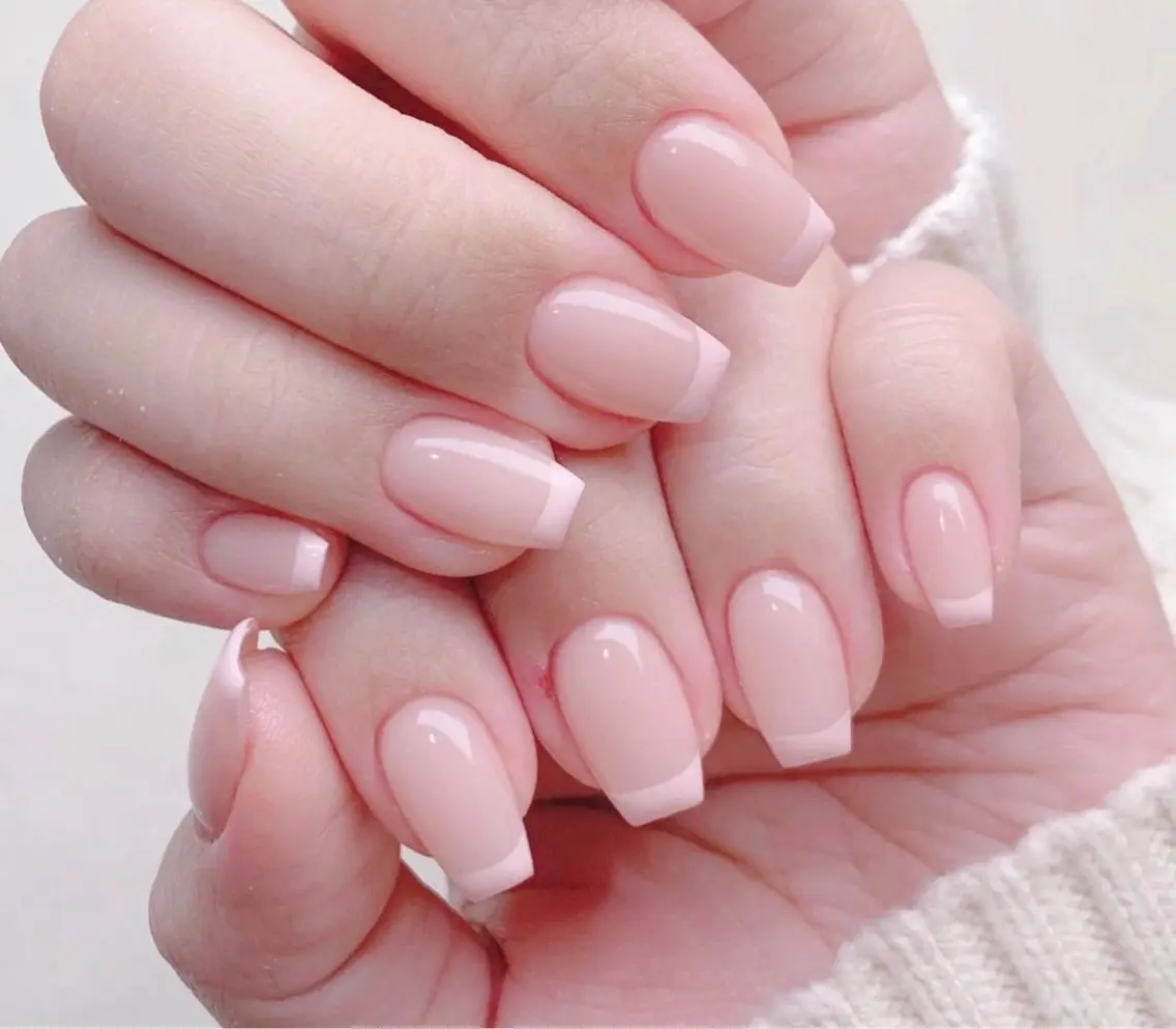 自爪🎀フレンチネイル(ベース色付き)💖オフなしの写真