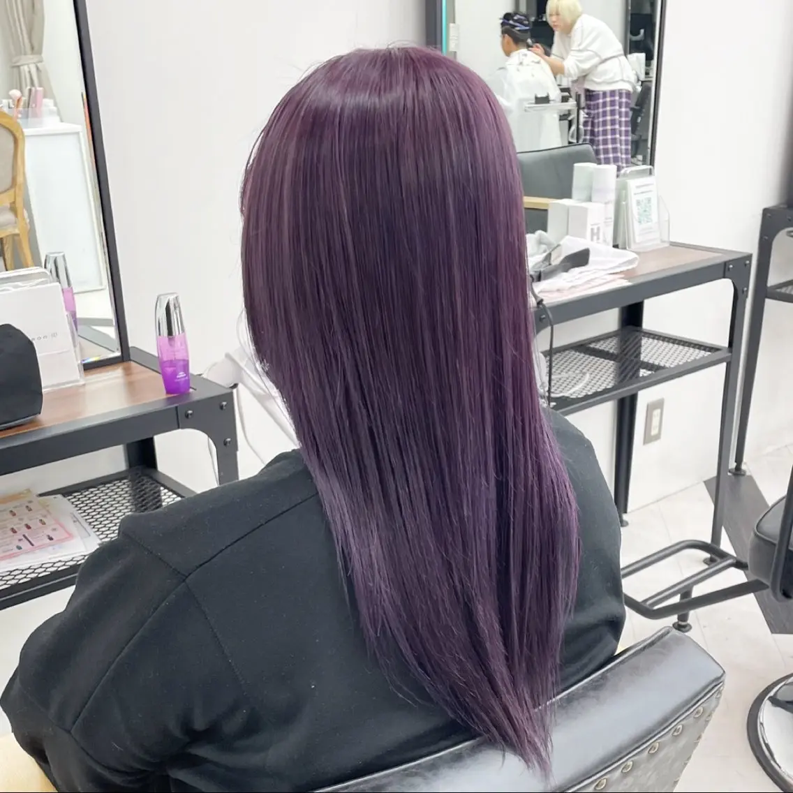 ミディアム カラー パーマ ヘアアレンジ メンズ ラベンダーカラー バイオレットカラー トリートメント mona/ ストレートスタイル✨のヘアスタイル