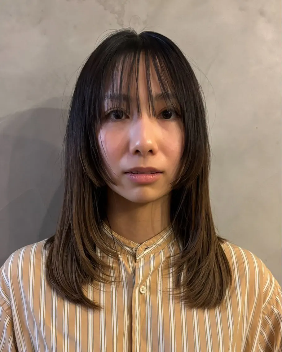 セミロング 顔まわりレイヤー 顔周りカット レイヤーカット 渋谷/原宿/メンズ/ コヤマトモヤのヘアスタイル