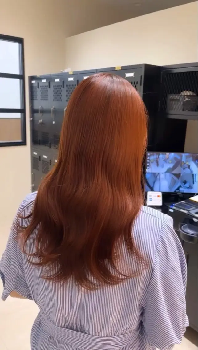 ロング カラー オレンジ カット ヘアカラー トリートメント ROW町田★ 船木のヘアスタイル