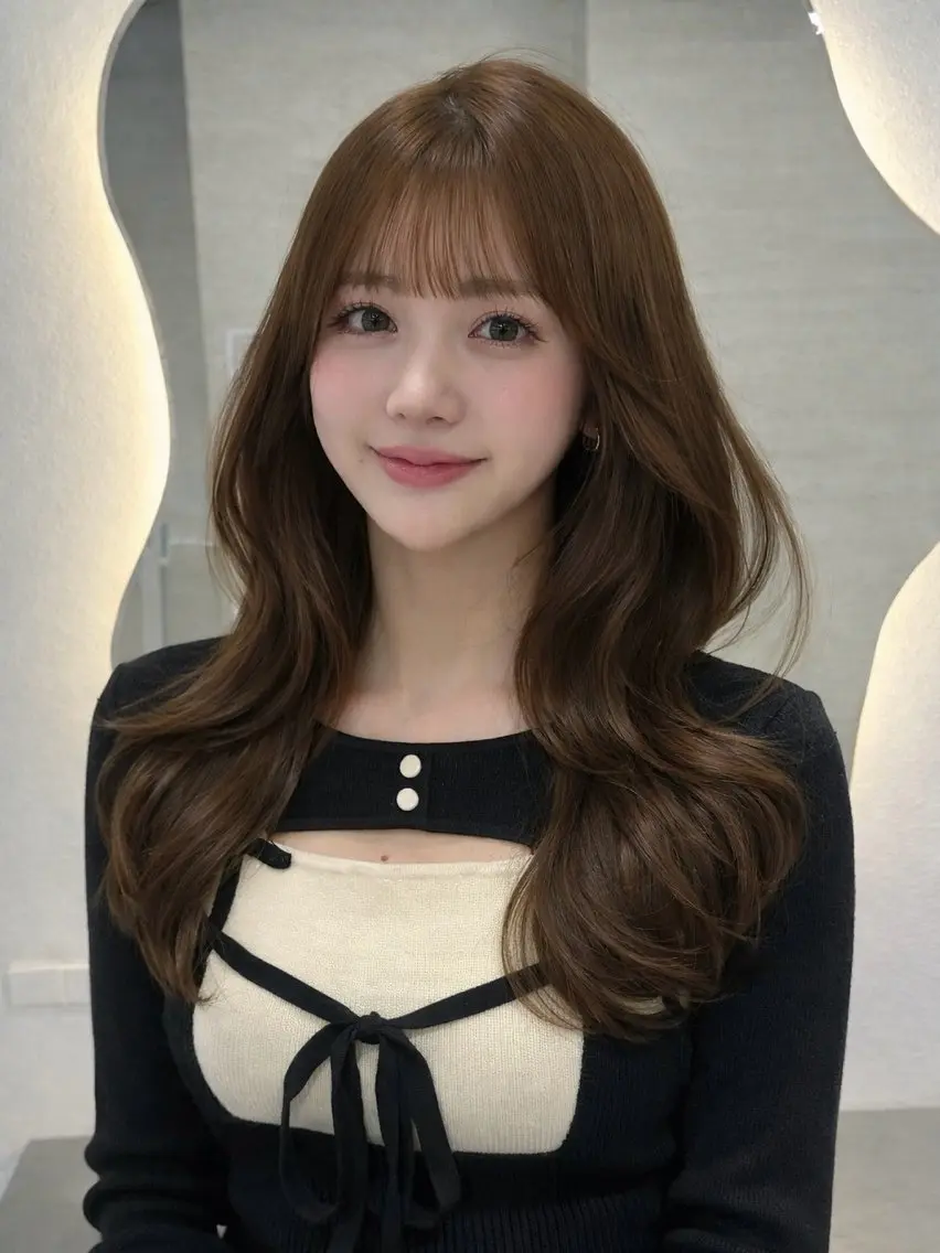 ロング カラー パーマ ヘアアレンジ カット ヘアカラー トリートメント 🤍韓国風レイヤー/ 艶髪🤍鳥越美羽のヘアスタイル