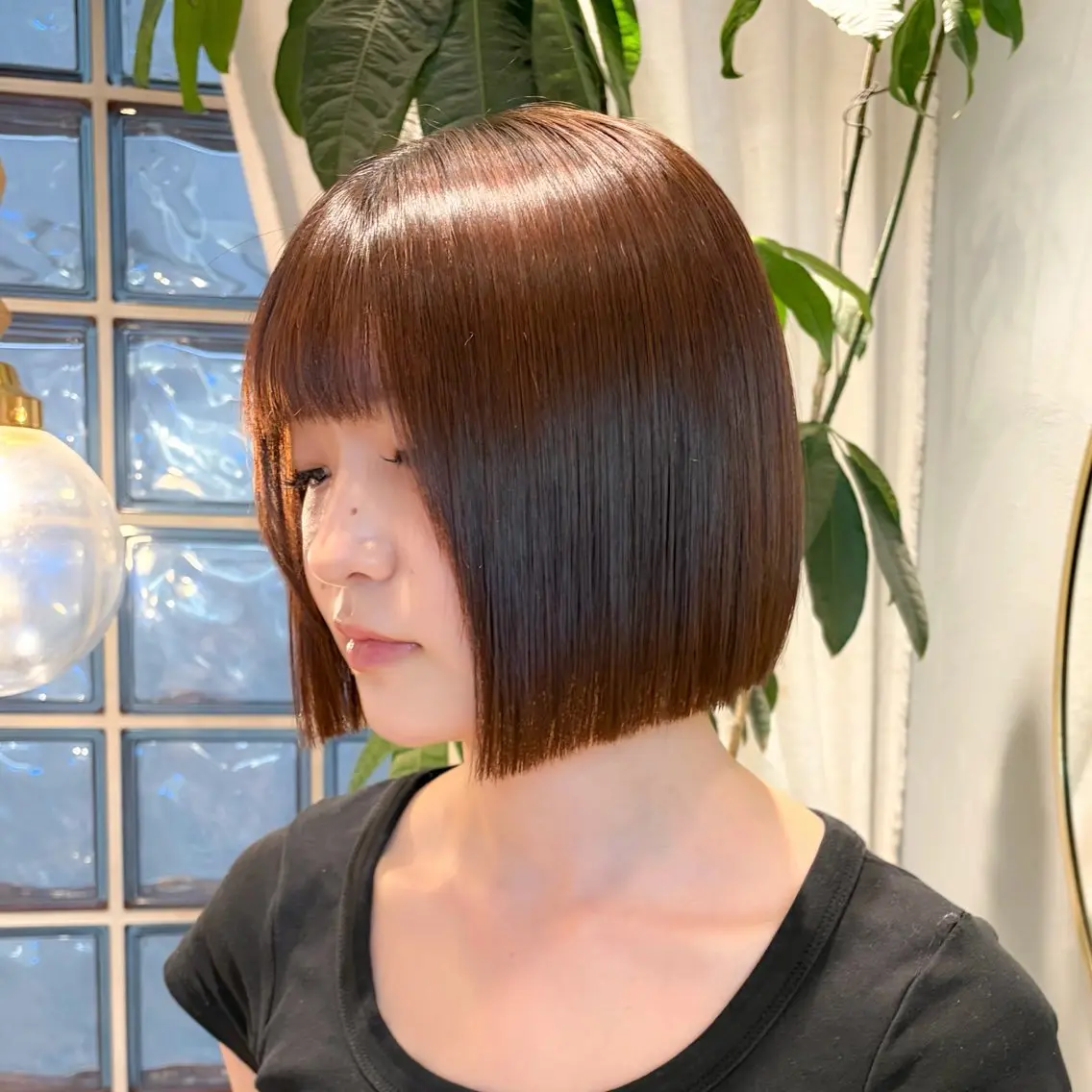 ミディアム カット ヘアカラー 縮毛矯正 トリートメント ♥️ボブ縮毛矯正/暖 色/minami♥️のヘアスタイル