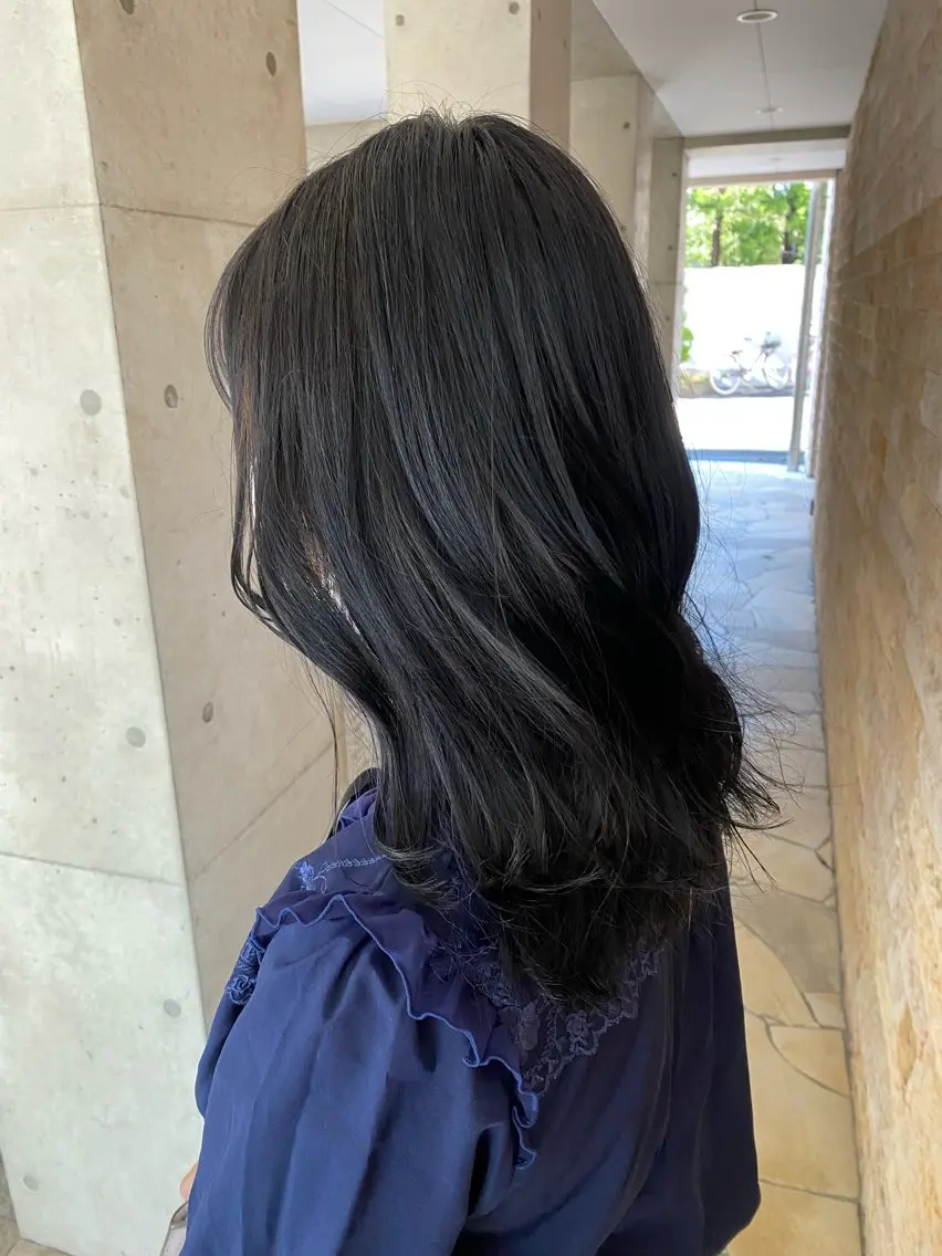 カラー 黒髪 ブルーカラー ブルーブラック syuyama shinichiのヘアスタイル