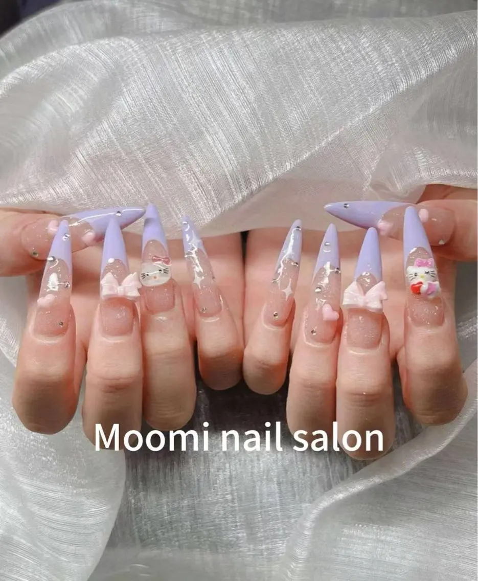 ネイル チークネイル フレンチネイル ジェルネイル グラデーション ハート ハンドネイル moomi nail スカルプ専門のネイルデザイン