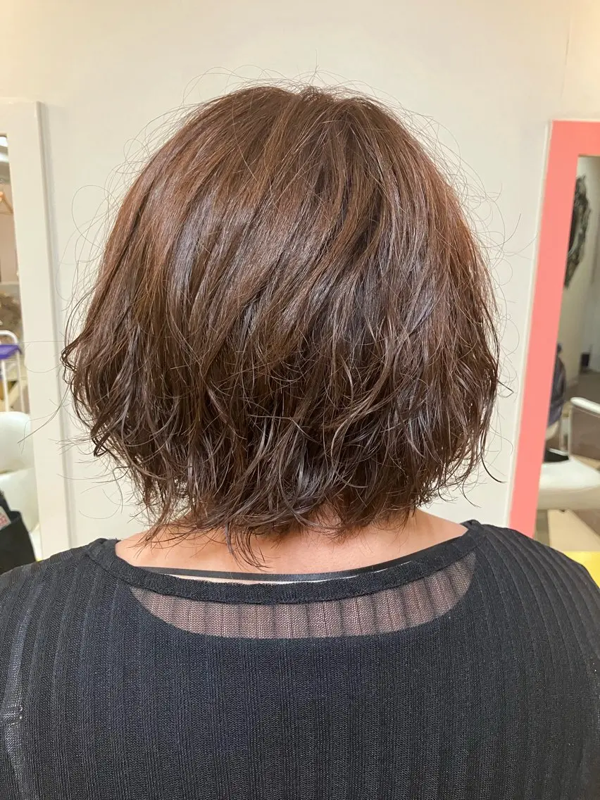 ミディアム カラー パーマ 横田 尚登のヘアスタイル