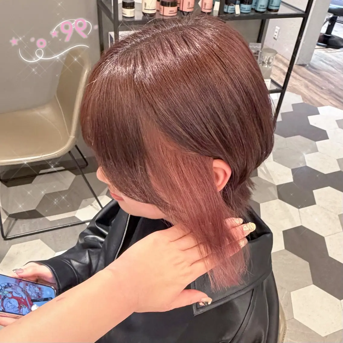ミディアム カラー ブラウンカラー インナーカラー ピンクカラー ピンクブラウン カット ヘアカラー 顔周り/ガーリー /ヘアメ/あつはのヘアスタイル