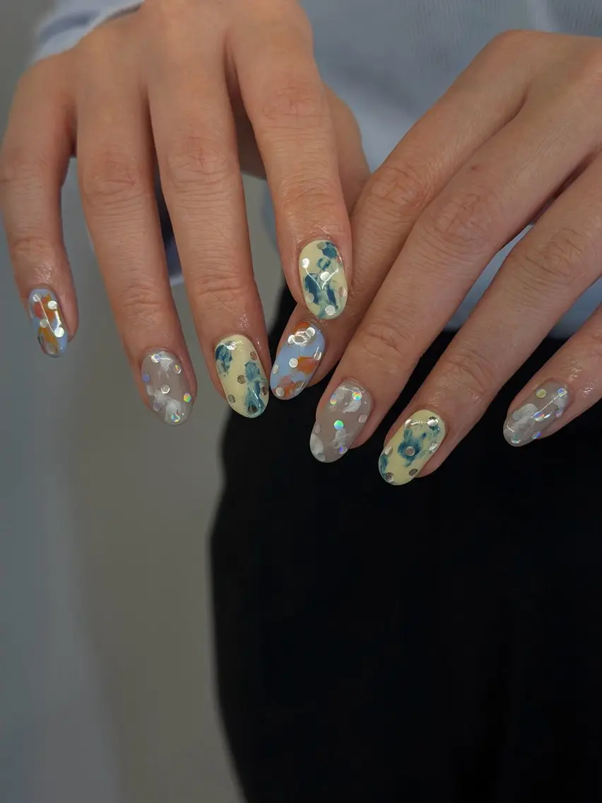 ネイル ドット ジェルネイル キラキラネイル マグネットネイル ニュアンスネイル ハンドネイル ハンドケア Bana_ Nailのネイルデザイン