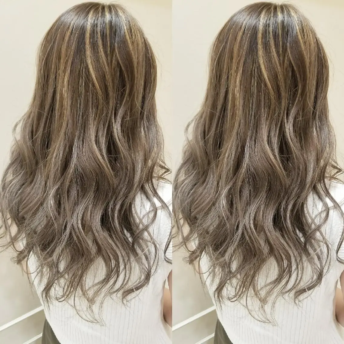 ロング カラー アッシュ ベージュカラー ハイライトカラー ハイライト ブリーチ・ハイトーン 特化🎉内山のヘアスタイル