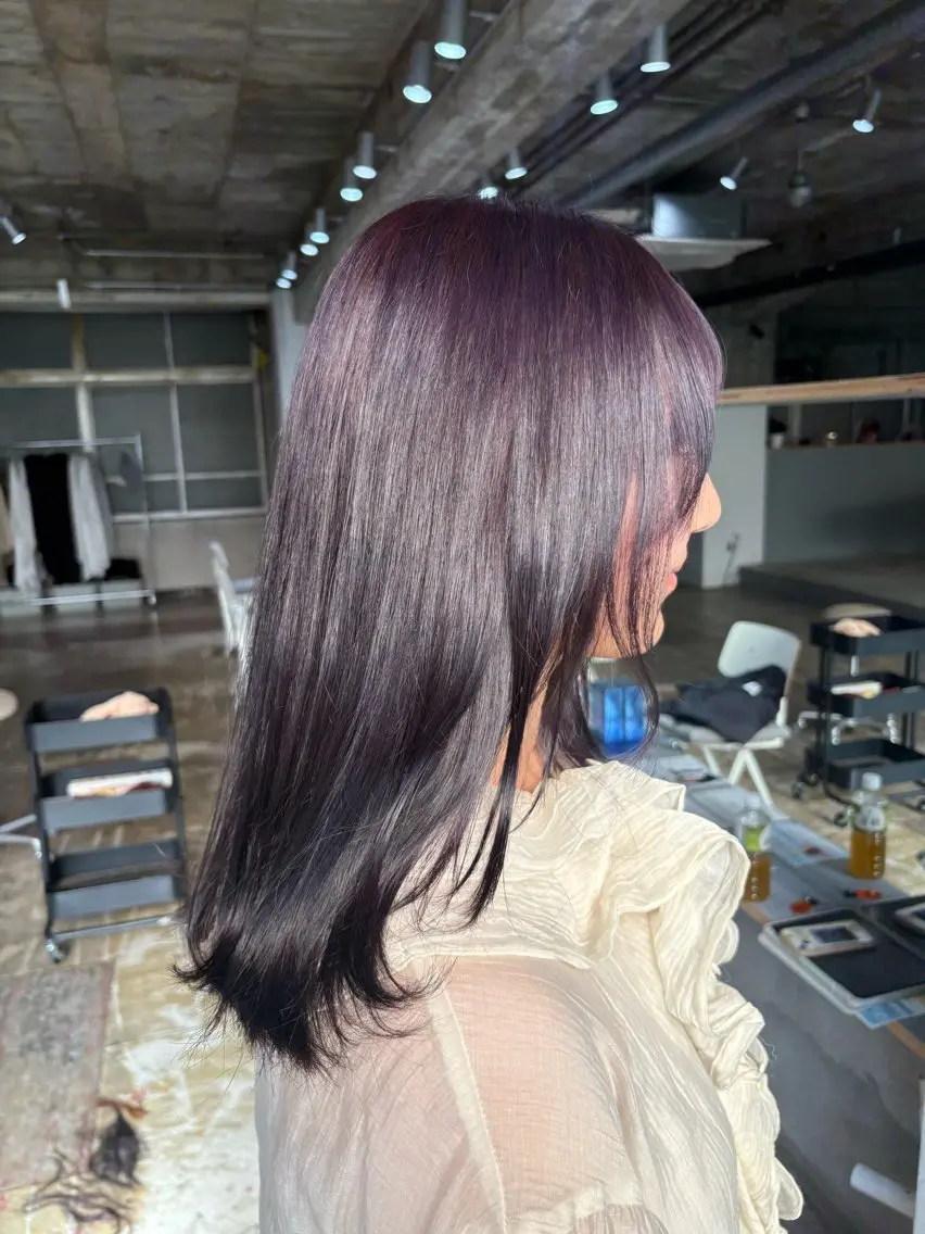 ミディアム カラー ブリーチ 透明感カラー ラベンダーカラー カット ヘアカラー 玉置七海✨ ／透明感／髪質改善のヘアスタイル