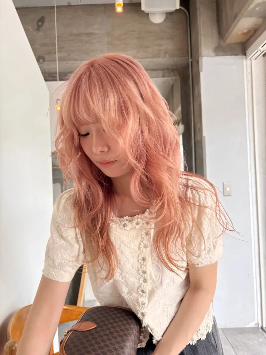 📛平日限定📛【🎨色落ちまで可愛い】カット+ブリーチありWカラー+TR(巻髪仕上げOK)👉ベージュ・ピンク人気💕の写真