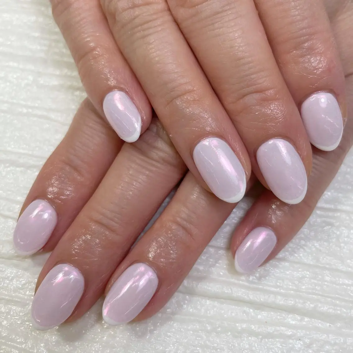 ネイル オーロラネイル フレンチネイル ミラーネイル ピンク MINORI Nail&Waxのネイルデザイン