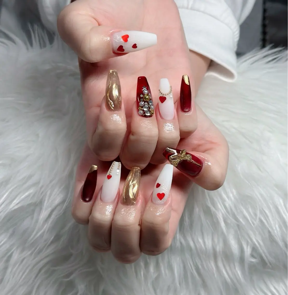 ネイル ハート キラキラネイル リボン ハンドネイル キノコ H.babynailのネイルデザイン
