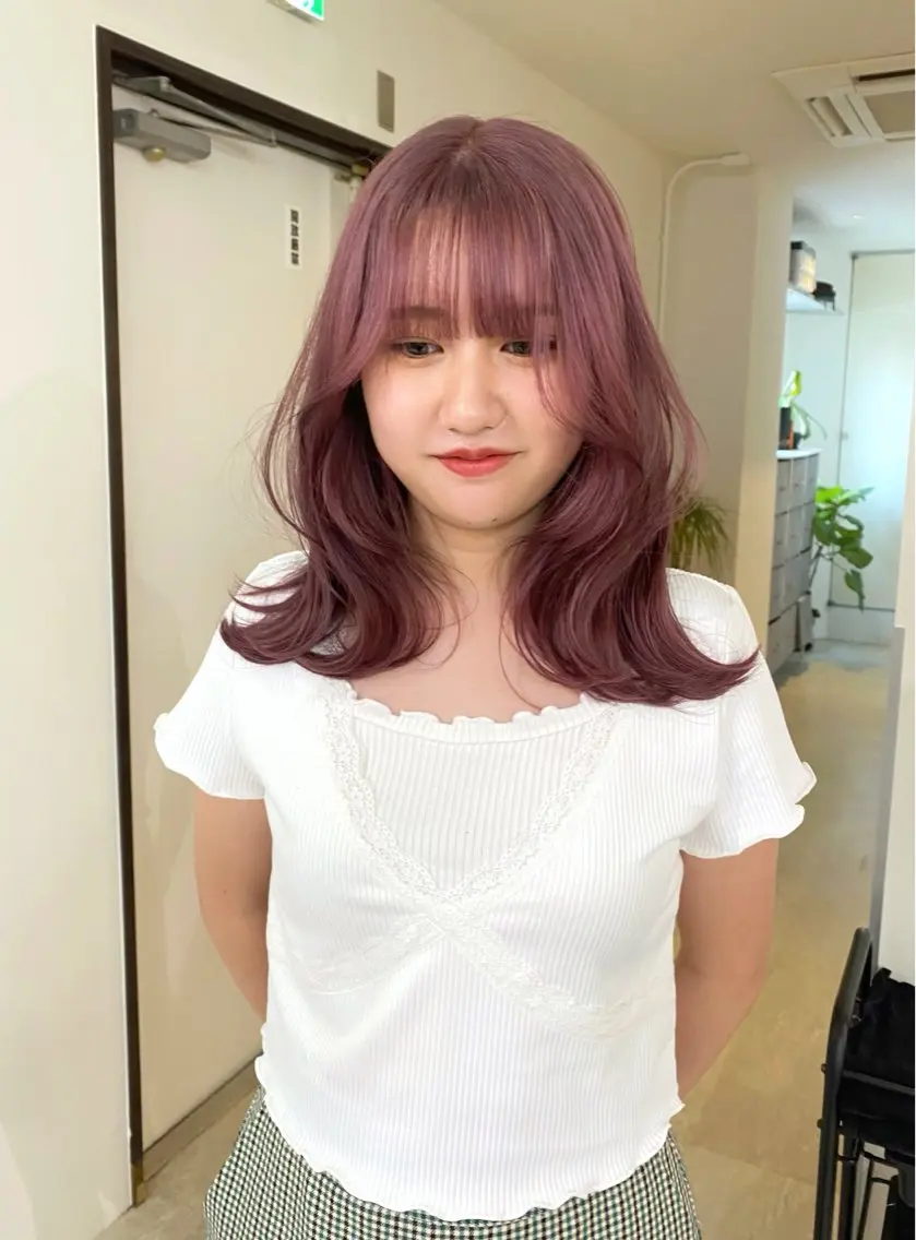 カラー ベージュカラー ブリーチ ラベンダーカラー ラベンダーピンク ミルクティーベージュ mizuki/ピンク ベージュ.レイヤーのヘアスタイル