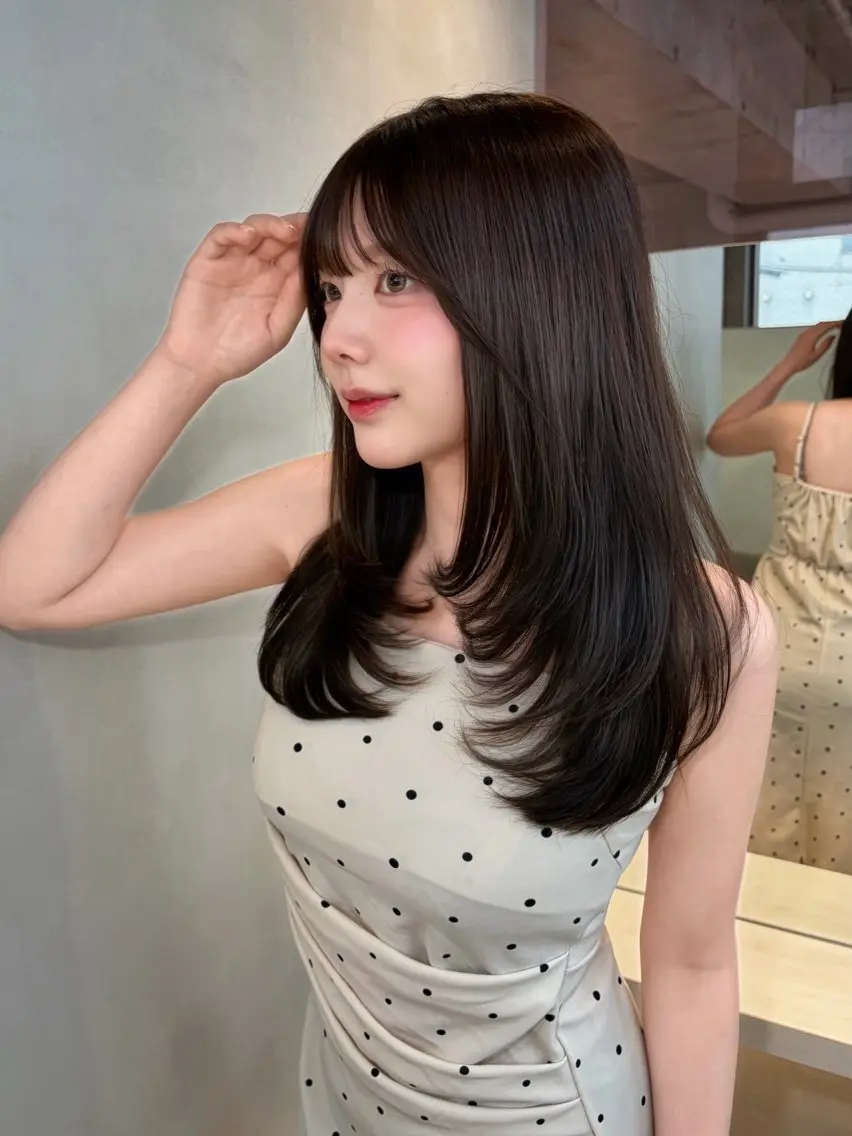 ミディアム カット ヘアカラー トリートメント 大宮韓国レイヤー🦋 透明感🤎Harisのヘアスタイル