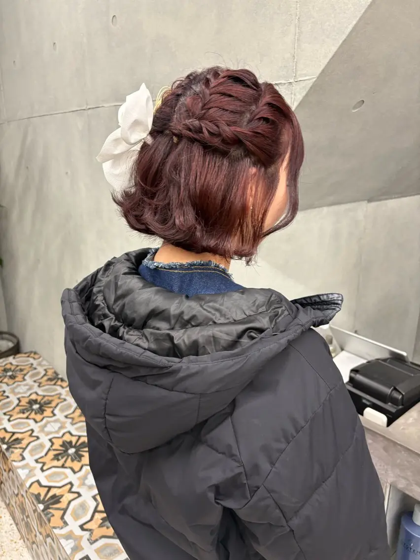 ショート ヘアアレンジ 卒業式のヘアスタイル ヘアセット 暖色/ブラウン/ 透明感/ゆうかのヘアスタイル
