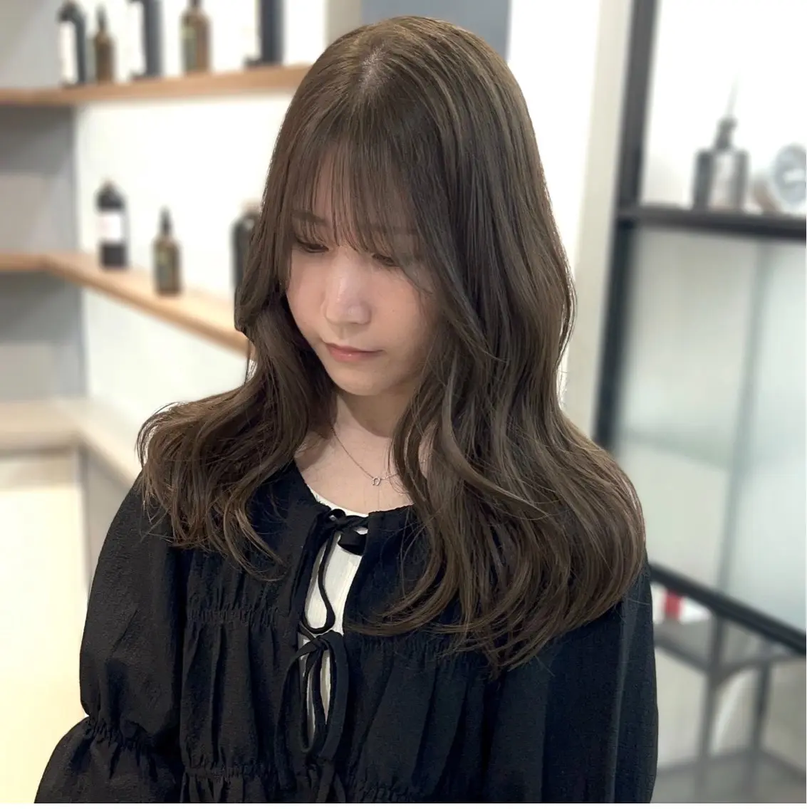 ロング カラー ブリーチ ダブルカラー ブリーチなしカラー オレンジ 前川 朋香のヘアスタイル