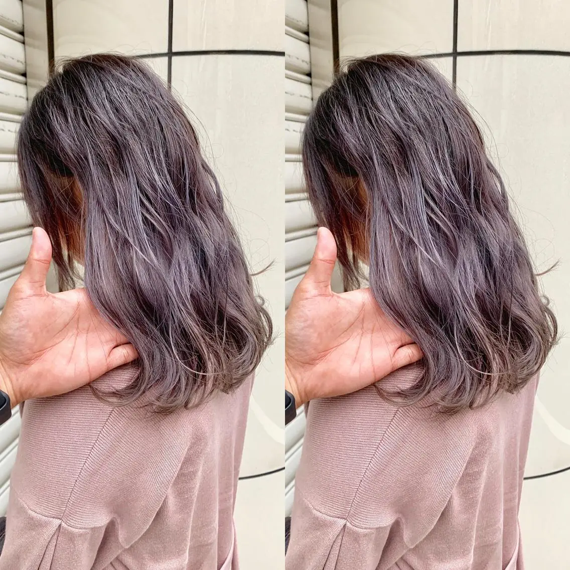 ロング アッシュ ハイライト レイヤーカット ヘアカラー Selene hair OSAKAのヘアスタイル