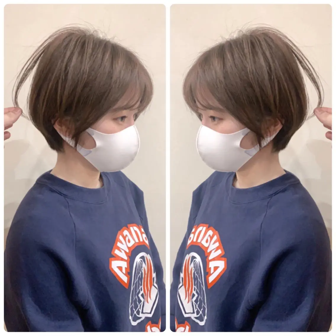 ショート カラー ショートボブ ハンサムショート 丸みショート ハイライトカラー ボブ カット ヘアカラー トリートメント 京都大人女性ショート 徒歩1分/秋山のヘアスタイル