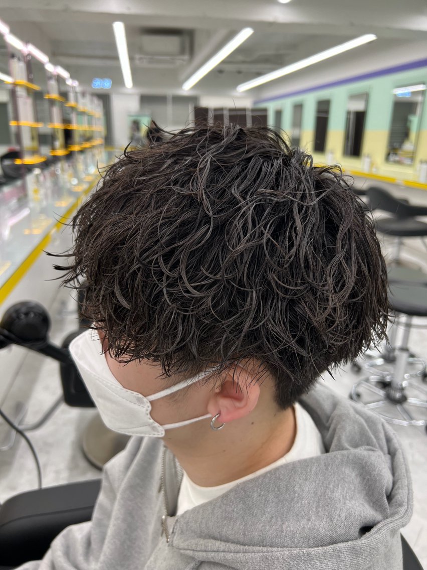 ショート カラー パーマ ヘアアレンジ メンズ キッズ メンズパーマ 小顔カット ニュアンスパーマ 横浜シャドウパーマ /せなのヘアスタイル