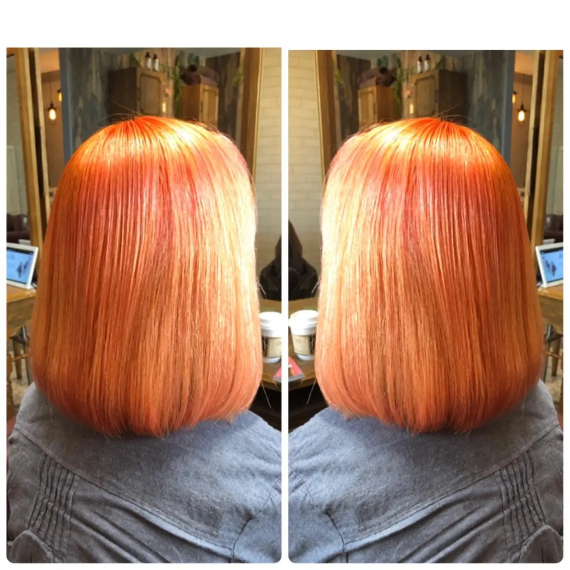 セミロング カラー ヘアカラー トリートメント みやもと まなみのヘアスタイル