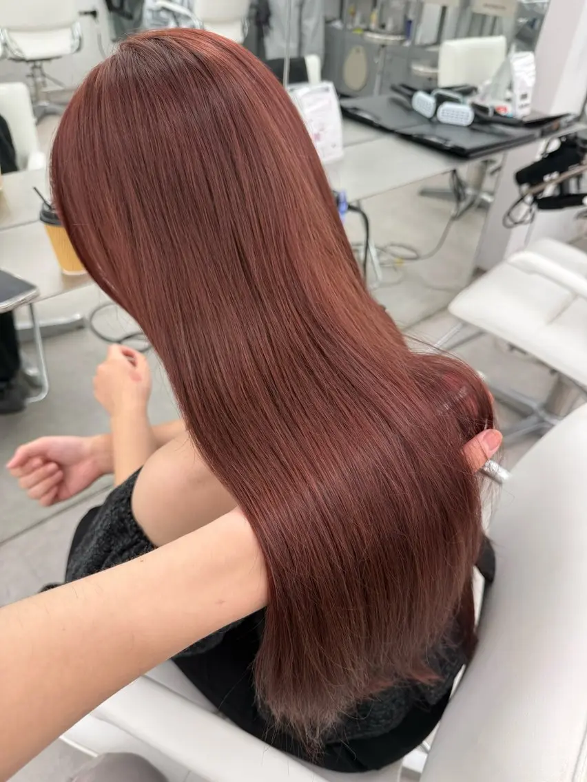 セミロング カラー ブラウンカラー 透明感カラー ピンクカラー ピンクブラウン ヘアカラー 透明感カラー🩶 ×小顔カット難波のヘアスタイル