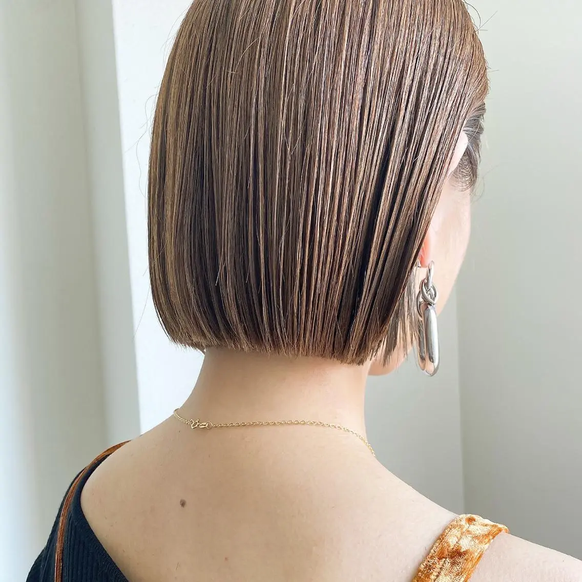 ミディアム ボブ ヘアカラー トリートメント マンツーマン施術 山口つよしのヘアスタイル