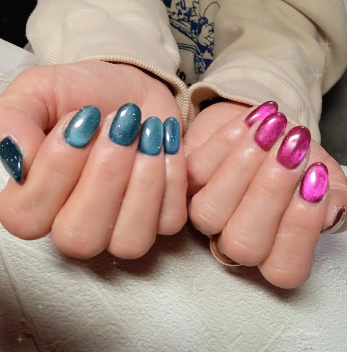 ネイル ハート キラキラネイル マグネットネイル ビー玉ネイル オフィスネイル ハンドネイル flure de neige yukiのネイルデザイン