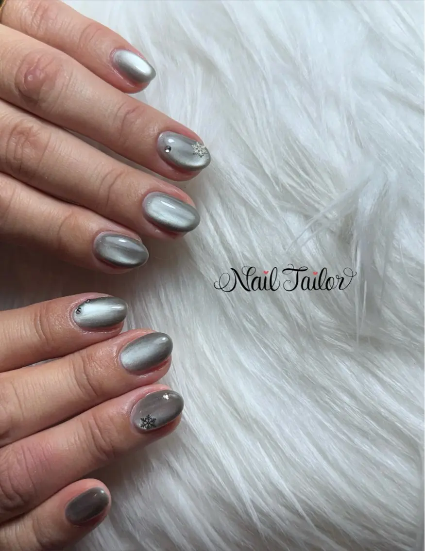 ネイル マグネットネイル 冬ネイル ハンドネイル NailTailor ネイルテイラーのネイルデザイン