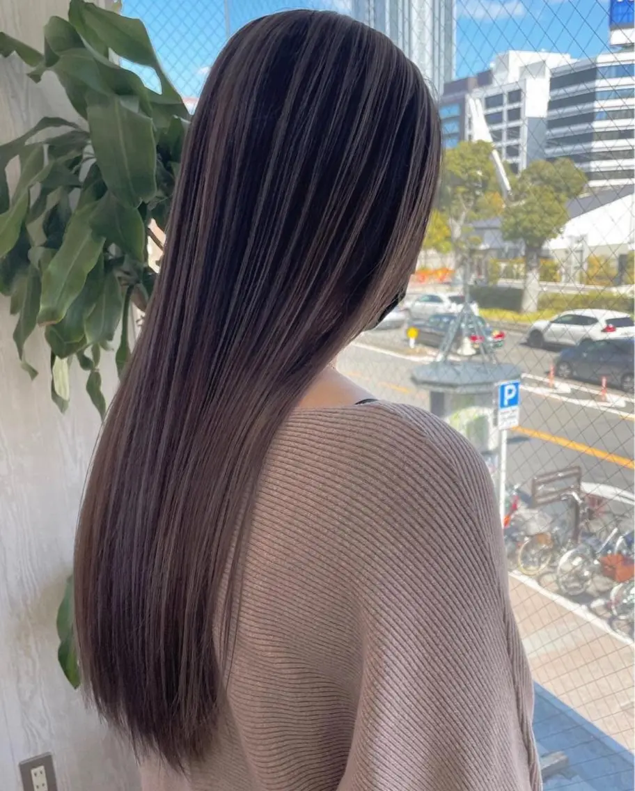 ロング カラー アッシュ アッシュブラウン ブラウンカラー 透明感カラー ハイライトカラー ヘアカラー トリートメント 河合秀明/ショート /ボブ/レイヤーのヘアスタイル