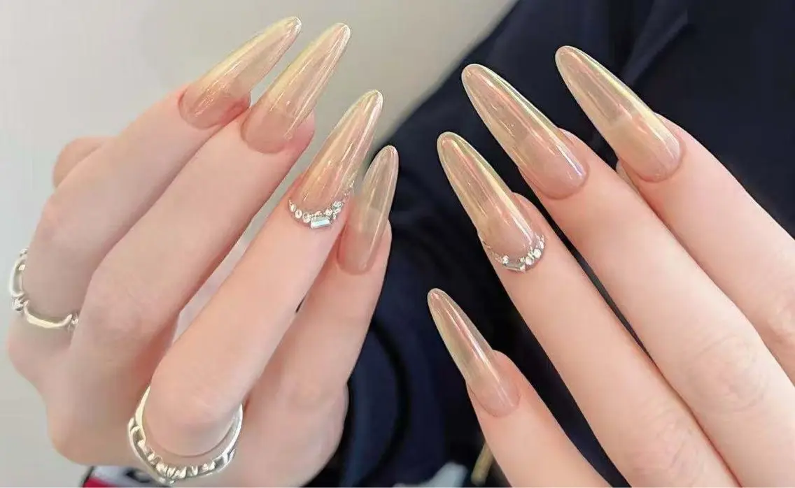 ネイル フラワーネイル フレンチネイル ジェルネイル ガラスフレンチ ハート ハンドネイル BabyYouMi nailのネイルデザイン