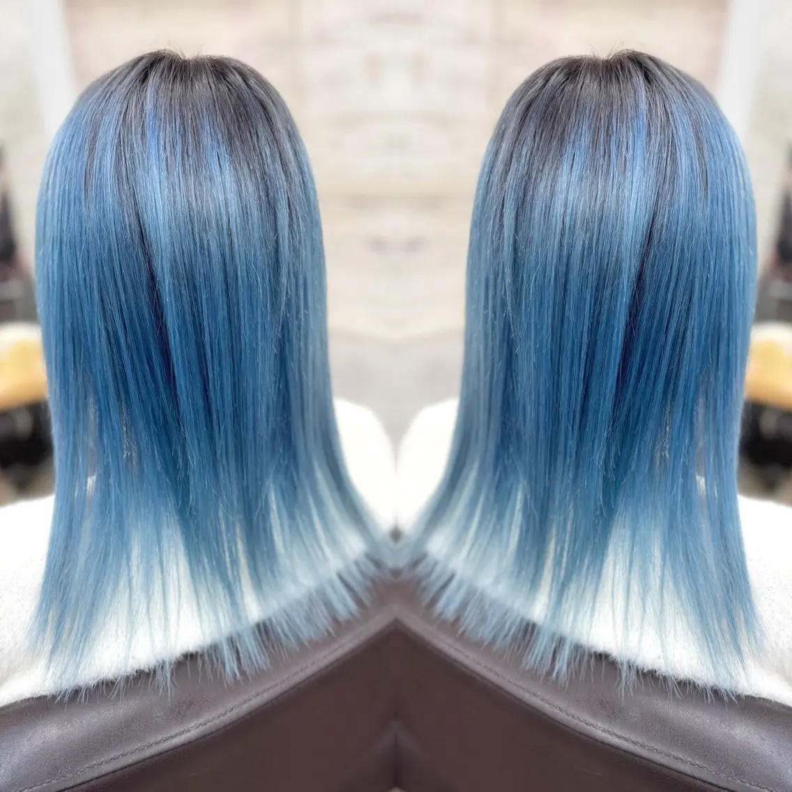ミディアム カラー ヘアアレンジ ブリーチ ブロンド ブルーカラー ケアブリーチ グラデーションカラー ヘアカラー トリートメント 枝毛カット&髪質改善 満足NO.1岡しゃんのヘアスタイル