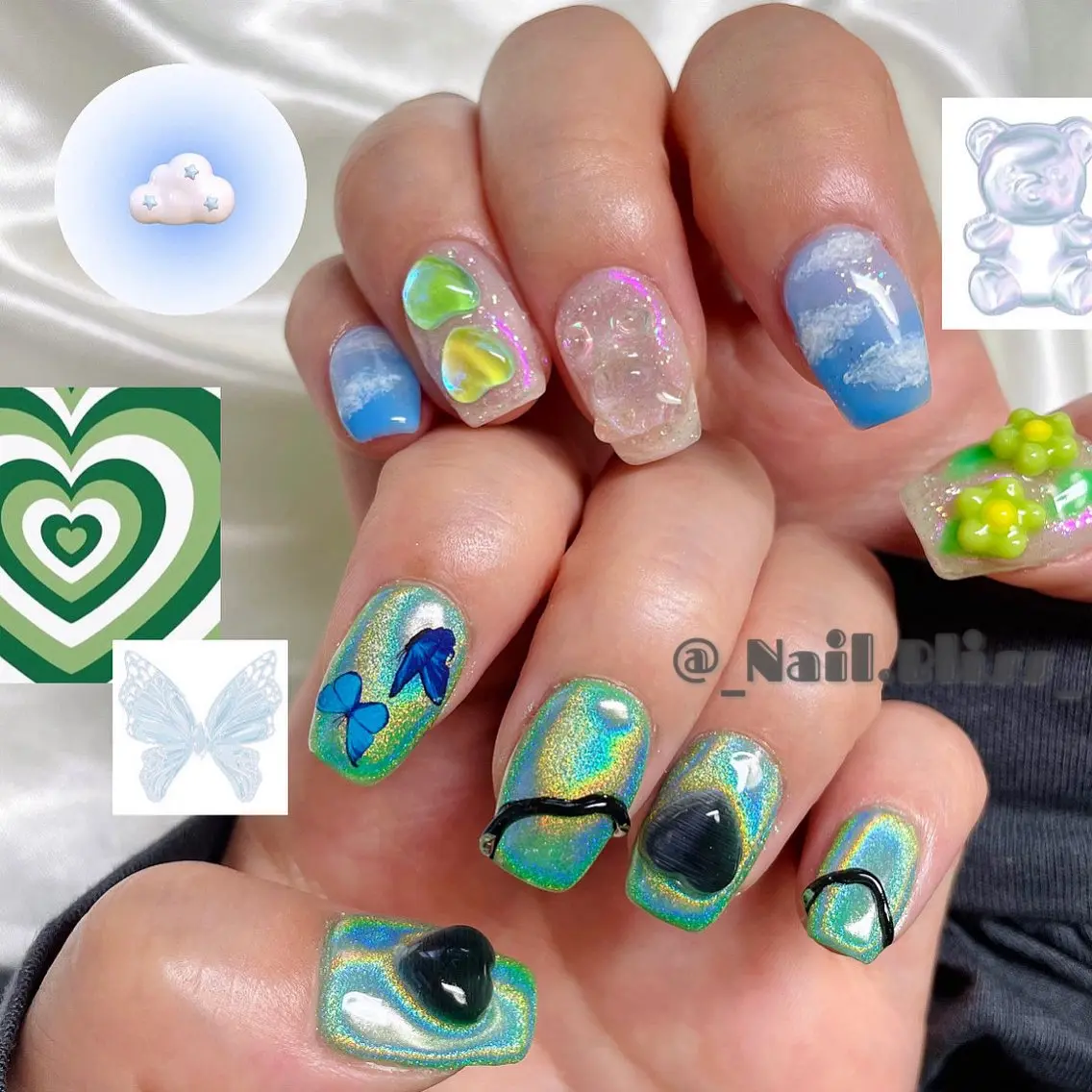 ネイル グリーン 持ち込み ハンドネイル NAIL BLISSのネイルデザイン