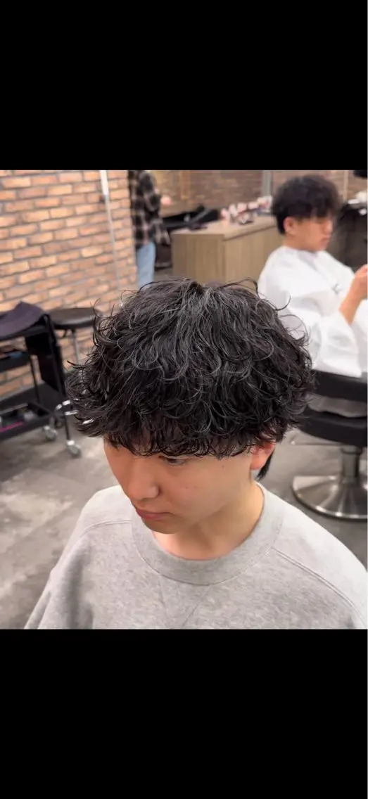 パーマ メンズ カット パーマ シャドウ/フェザー 朝崎倭斗のヘアスタイル