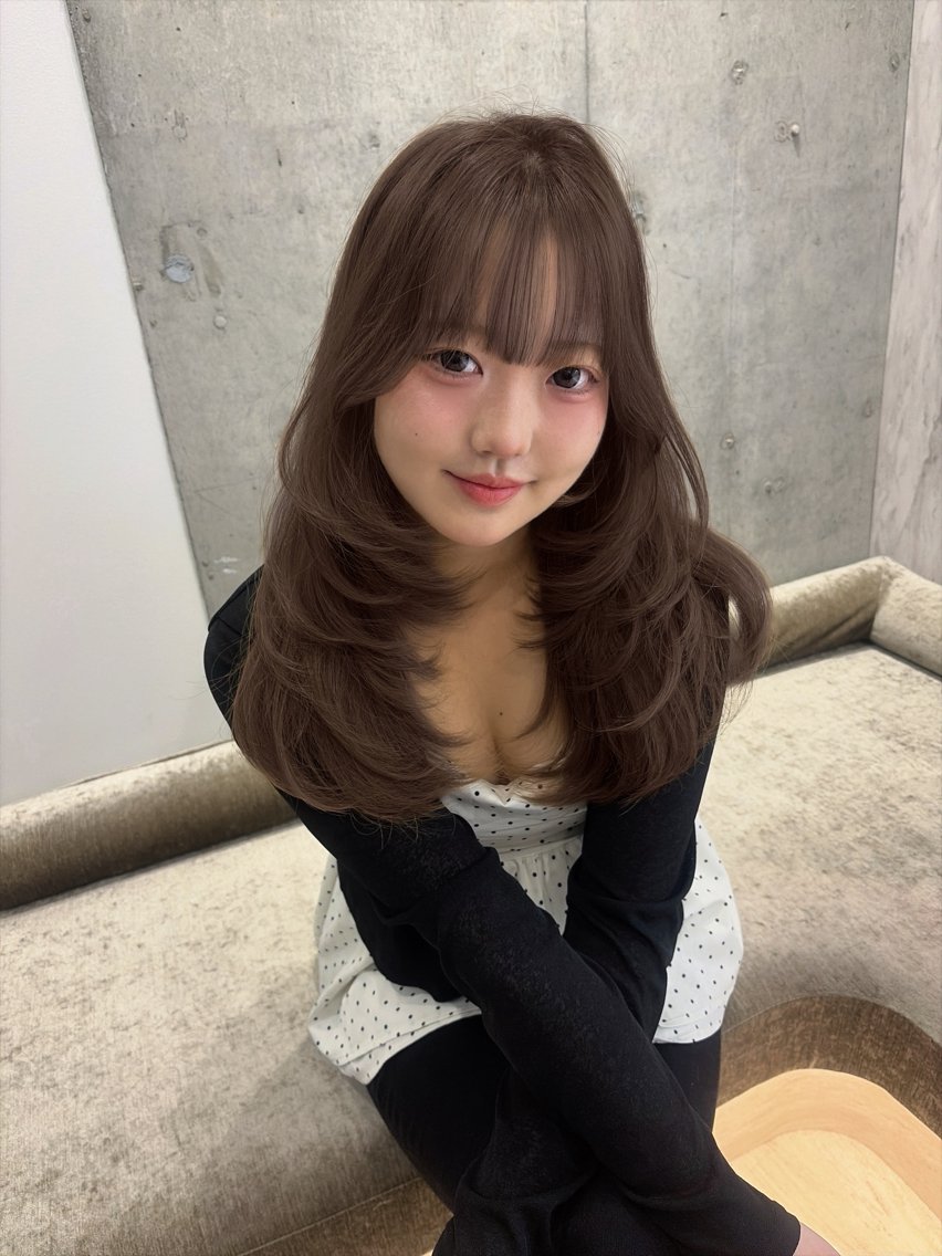 セミロング カラー カット ヘアカラー りおん レイヤー/ベージュのヘアスタイル