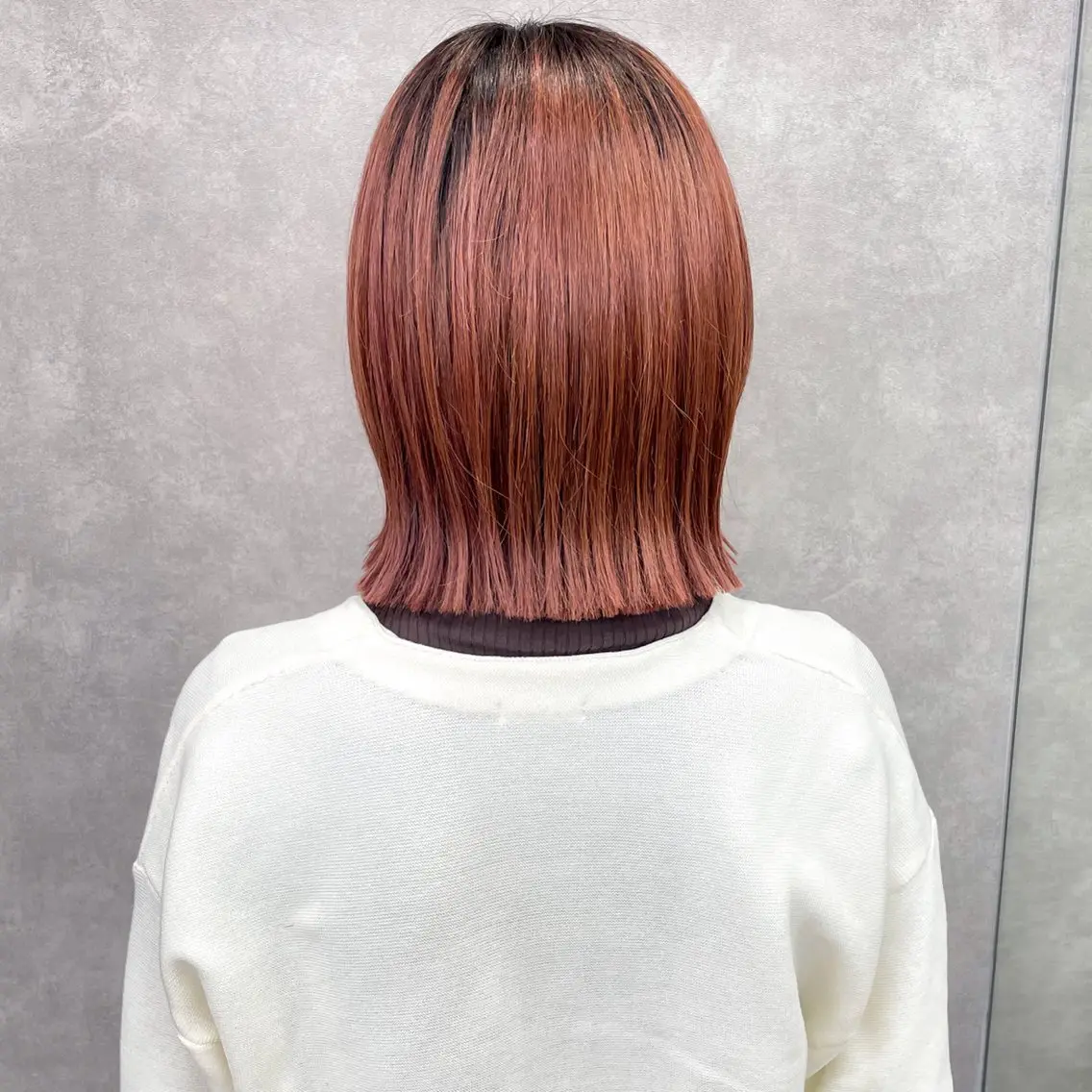 ミディアム カラー ヘアカラー トリートメント 縮毛矯正/ストンボブ Wカラー💎ヒデジのヘアスタイル