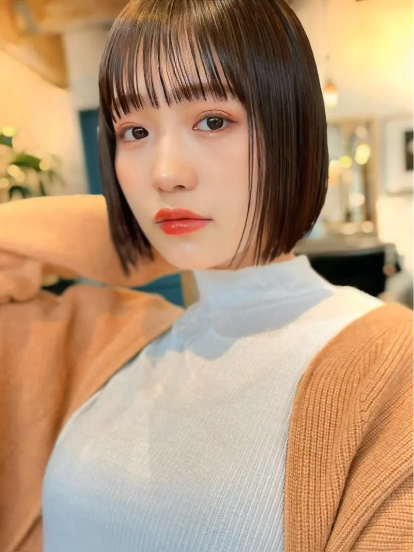 ショート カット 縮毛矯正/小顔前髪 ボブ 秋本凌汰のヘアスタイル