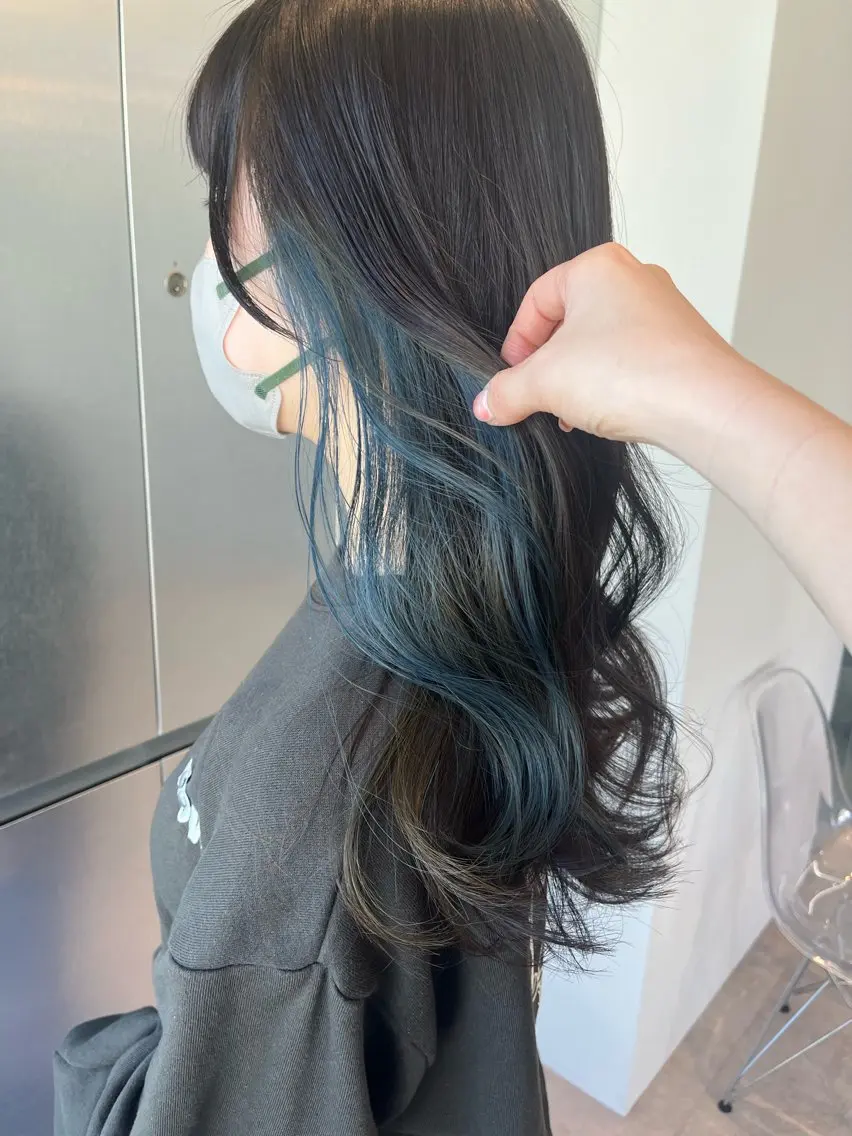 ロング カラー ヘアアレンジ ブリーチ ブルーカラー カット ヘアカラー トリートメント Aloa透明感ヘア ♡kanami♡のヘアスタイル