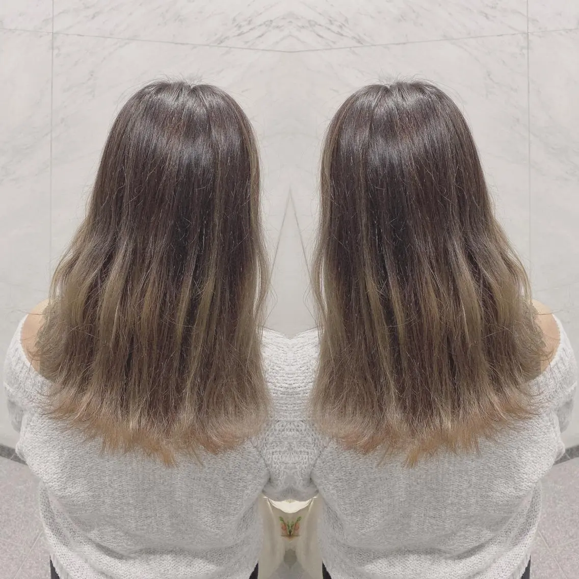 セミロング カラー ヘアカラー 重政 和樹のヘアスタイル