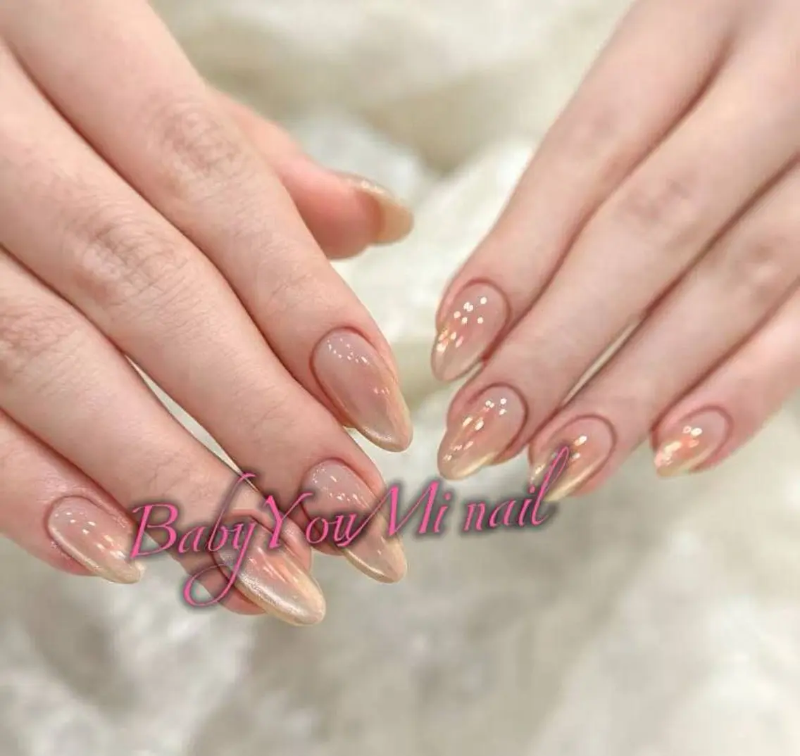 ネイル オーロラネイル チークネイル 成人式 フットネイル フレンチネイル ハンドネイル BabyYouMi nailのネイルデザイン