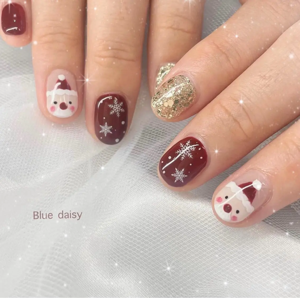 ネイル ハンドネイル Blue daisy RIN🎀のネイルデザイン
