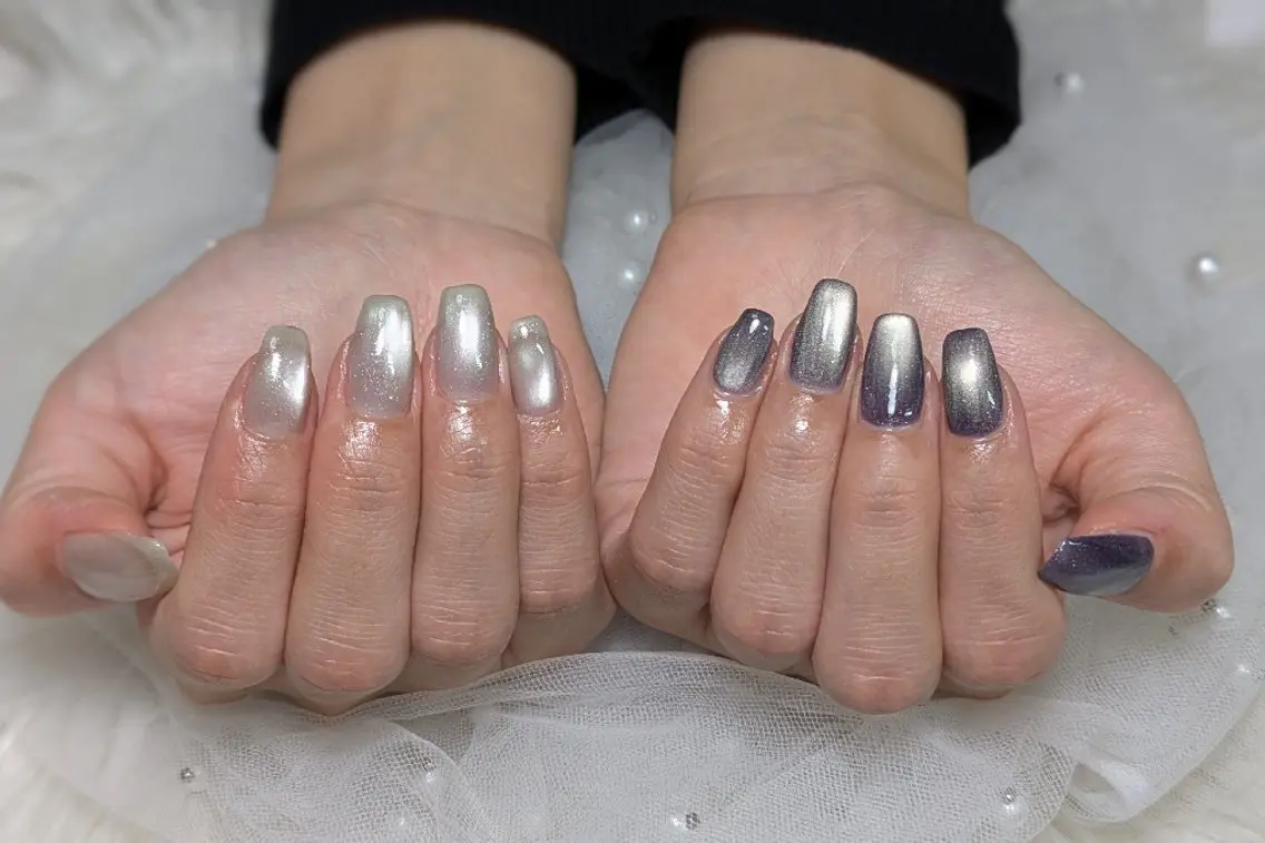 ネイル フラッシュネイル マグネットネイル ワンカラーネイル ハンドネイル m&pPrivate nailsalonのネイルデザイン