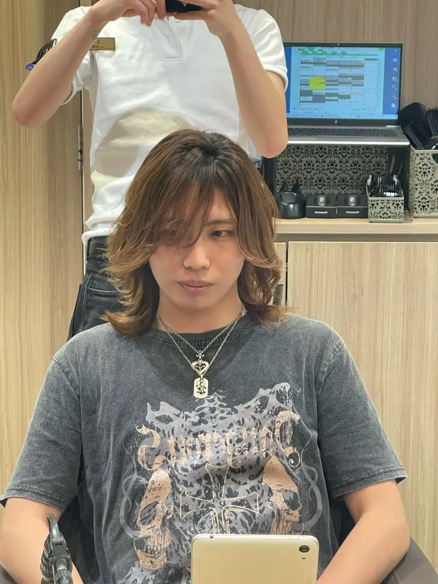 メンズ ヘッドスパ ヘアセット 都立大学メンズパーマ フェザー/大丸優希のヘアスタイル