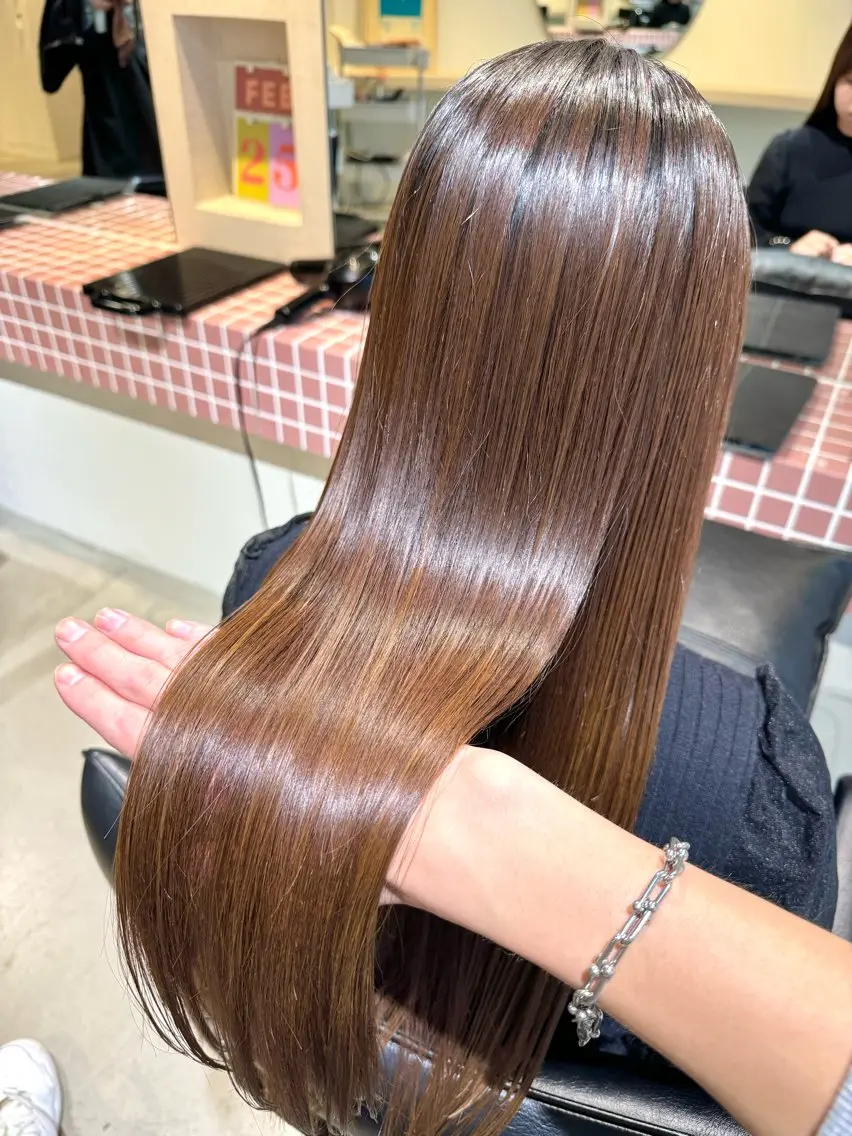 ロング アッシュ ボブ 髪質改善 レイヤーカット ロング 髪質改善マスター 長尾勇弥/梅田中津のヘアスタイル