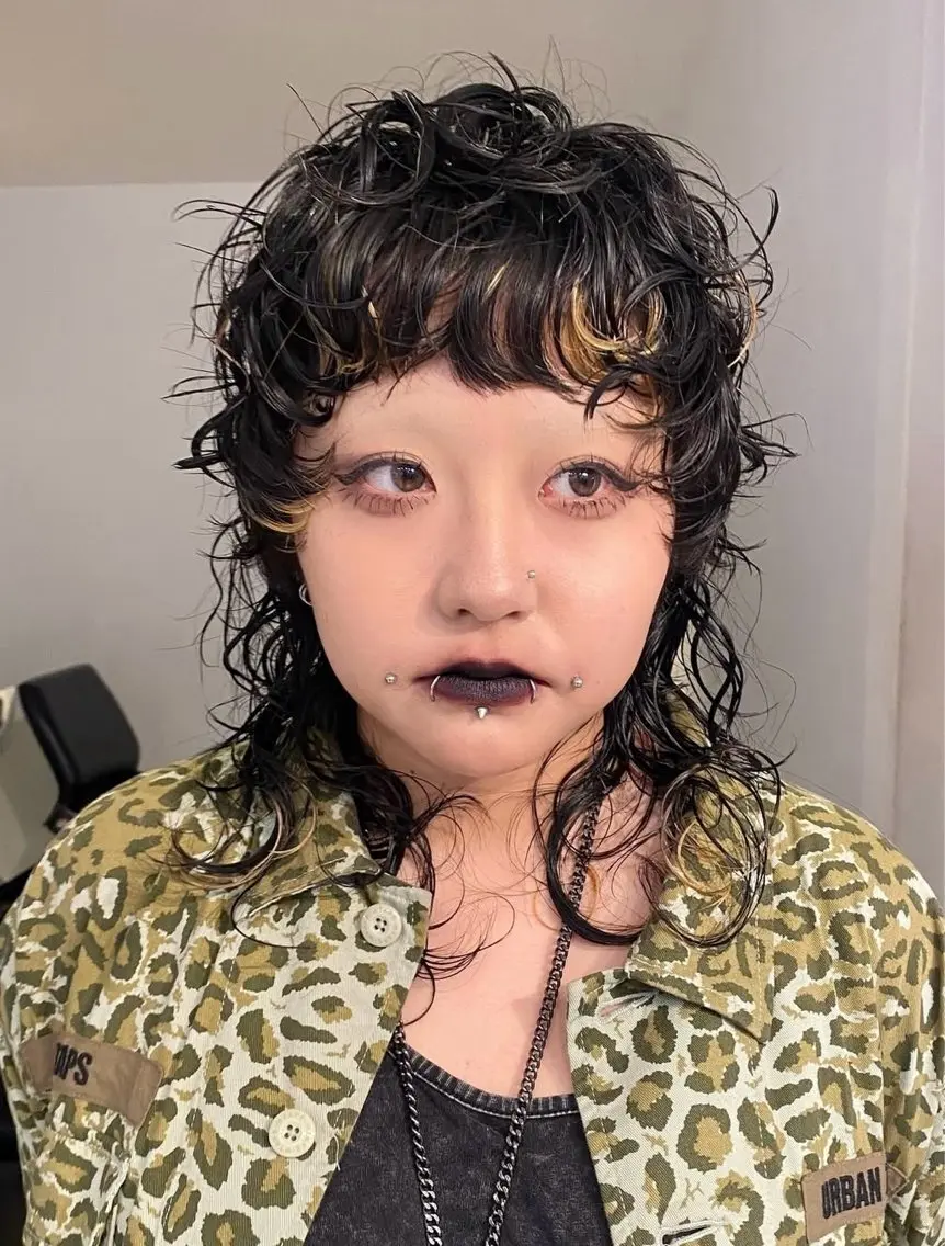 ミディアム パーマ ミディアムパーマ マレットヘア ウルフカット 後藤 一真のヘアスタイル